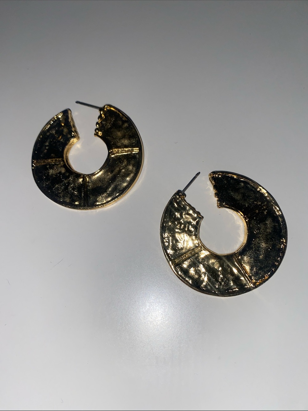 Gold Textured Hoop Earrings